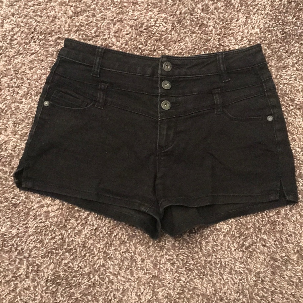 High waisted black shorts